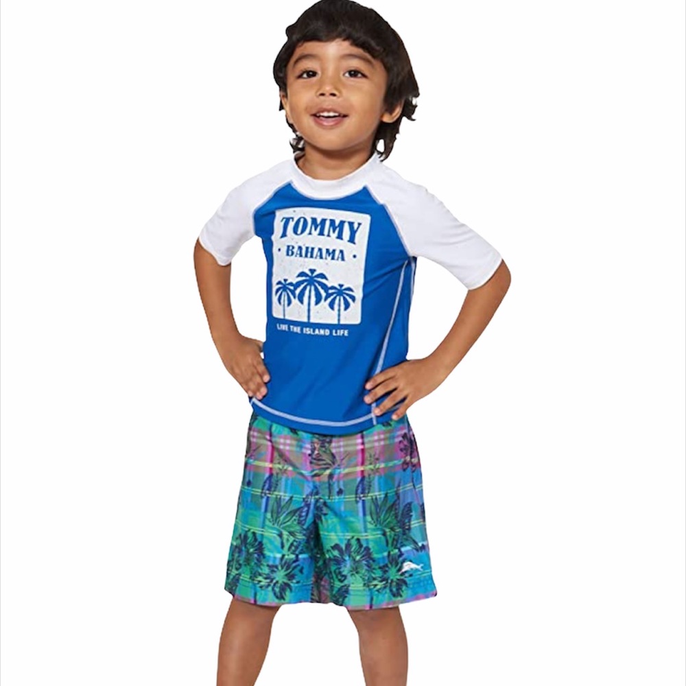 Tommy Bahama Boys' Rashguard & Trunks Swimsuit Set size 4